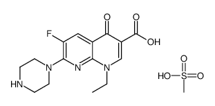 1,8-Naphthyridine-3-carboxylic acid, 1,4-dihydro-1-ethyl-6-fluoro-4-ox o-7-(1-piperazinyl)-, monomethanesulfonate结构式