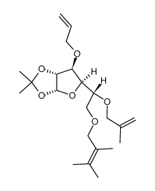 3-O-allyl-1,2-O-isopropylidene-5-O-methallyl-6-O-methylprenyl-α-D-glucofuranose Structure