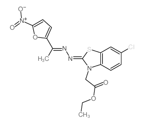 3(2H)-Benzothiazoleaceticacid, 6-chloro-2-[2-[1-(5-nitro-2-furanyl)ethylidene]hydrazinylidene]-, ethylester结构式