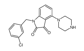 1-[(3-chlorophenyl)methyl]-4-piperazin-1-ylindole-2,3-dione结构式