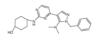 trans-4-({4-[1-Benzyl-5-(dimethylamino)-1H-pyrazol-4-yl]-2-pyrimi dinyl}amino)cyclohexanol Structure