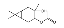 [1S-(1alpha,3alpha,4alpha,6alpha)]-3-hydroxy-3,7,7-trimethylbicyclo[4.1.0]hept-4-yl acetate structure