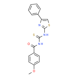 4-methoxy-N-{[(4-phenyl-1,3-thiazol-2-yl)amino]carbonothioyl}benzamide structure