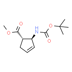 trans-2-tert-butoxycarbonylamino-cyclopent-3-enecarboxylic acid methyl ester structure