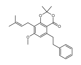 7-methoxy-2,2-dimethyl-8-(3-methylbut-2-enyl)-5-phenethyl-4H-benzo[d][1,3]dioxin-4-one Structure