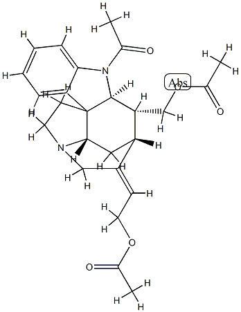 (19E)-1-Acetyl-19,20-didehydrocuran-17,18-diol diacetate结构式