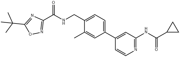 5-(tert-Butyl)-N-(4-(2-(cyclopropanecarboxamido)pyridin-4-yl)-2-methylbenzyl)-1,2,4-oxadiazole-3-carboxamide Structure