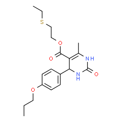 2-(ethylthio)ethyl 6-methyl-2-oxo-4-(4-propoxyphenyl)-1,2,3,4-tetrahydropyrimidine-5-carboxylate结构式