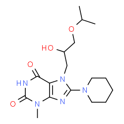 7-(2-hydroxy-3-isopropoxypropyl)-3-methyl-8-(piperidin-1-yl)-3,7-dihydro-1H-purine-2,6-dione结构式