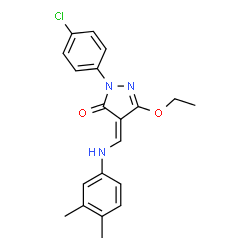 2-(4-CHLOROPHENYL)-4-[(3,4-DIMETHYLANILINO)METHYLENE]-5-ETHOXY-2,4-DIHYDRO-3H-PYRAZOL-3-ONE结构式