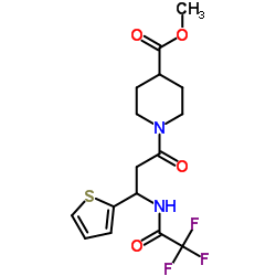Methyl 1-{3-(2-thienyl)-3-[(trifluoroacetyl)amino]propanoyl}-4-piperidinecarboxylate结构式