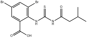 3,5-dibromo-2-[[[(3-methyl-1-oxobutyl)amino]thioxomethyl]amino]-benzoic acid结构式