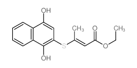 ethyl (E)-3-(1,4-dihydroxynaphthalen-2-yl)sulfanylbut-2-enoate结构式