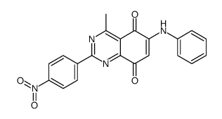 6-anilino-4-methyl-2-(4-nitrophenyl)quinazoline-5,8-dione结构式