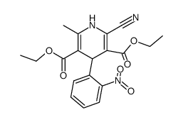 2-cyano-6-methyl-4-(2-nitro-phenyl)-1,4-dihydro-pyridine-3,5-dicarboxylic acid diethyl ester Structure