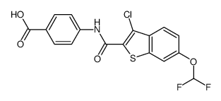 4-[[3-chloro-6-(difluoromethoxy)-1-benzothiophene-2-carbonyl]amino]benzoic acid Structure