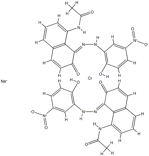 sodium bis[N-[7-hydroxy-8-[(2-hydroxy-5-nitrophenyl)azo]-1-naphthyl]acetamidato(2-)]chromate(1-) structure