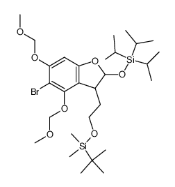 5-bromo-{3-[2-(tert-butyldimethylsilanyloxy)ethyl]-4,6-bis(methoxymethoxy)-2,3-dihydrobenzofuran-2-yloxy}triisopropylsilane结构式