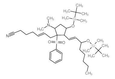 (E)-7-[1-(benzenesulfonyl)-5-dimethylamino-3-(dimethyl-tert-butyl-silyl)oxy-2-[(E)-3-(dimethyl-tert-butyl-silyl)oxyoct-1-enyl]cyclopentyl]hept-5-enenitrile Structure