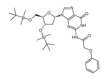 3',5'-O-bis(tert-butyldimethylsilyl)-2-N-phenoxyacetyldeoxyguanosine结构式