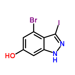 4-Bromo-3-iodo-1H-indazol-6-ol structure