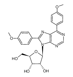 6,8-bis(4-methoxyphenyl)-9-(β-D-ribofuranosyl)purine结构式