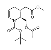 (2S,3R)-1-tert-butoxycarbonyl-2-acetoxymethyl-3-methoxycarbonylmethyl-5,6-didehydropiperidine结构式