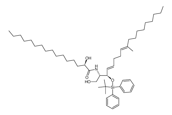 (4E,8E,2S,3R,2'R)-N-2'-hydroxyhexadecanoyl-3-O-(t-butyldiphenylsilyl)-9-methyl-4,8-sphingadienine Structure