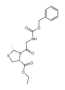 (4R)-ethyl 3-(2-(((benzyloxy)carbonyl)amino)acetyl)-2-methylthiazolidine-4-carboxylate结构式