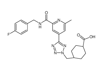 trans-4-[(5-{2-[(4-Fluorobenzyl)carbamoyl]-6-methyl-4-pyridinyl}- 2H-tetrazol-2-yl)methyl]cyclohexanecarboxylic acid Structure