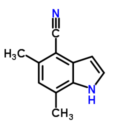 5,7-二甲基-1H-吲哚-4-甲腈结构式