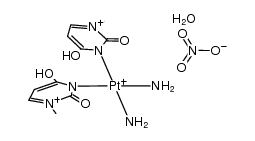 cis-{(NH3)2 platinum(II)(1-methyluracil(1-))(1-methyluracil)}NO3*2H2O结构式