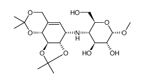 4',7':5',6'-Di-O-isopropylidene derivative of methyl 4-deoxy-4-((1S)-(1,4,6/5)-4,5,6-trihydroxy-3-hydroxymethyl-2-cyclohexenyl)amino-α-D-glucopyranoside Structure