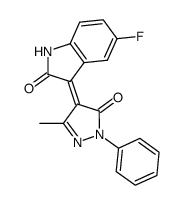 5-Fluoro-3-[3-methyl-5-oxo-1-phenyl-1,5-dihydro-pyrazol-(4E)-ylidene]-1,3-dihydro-indol-2-one结构式