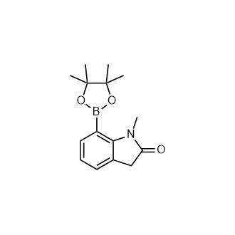 1-甲基-7-(4,4,5,5-四甲基-1,3,2-二氧杂硼烷-2-基)吲哚啉-2-酮结构式