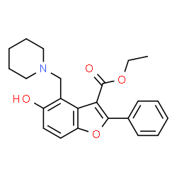 ethyl 5-hydroxy-2-phenyl-4-(piperidin-1-ylmethyl)-1-benzofuran-3-carboxylate结构式