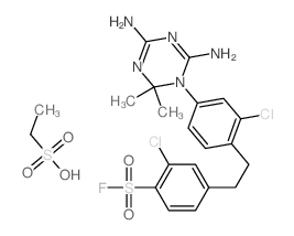 2-chloro-4-[2-[2-chloro-4-(4,6-diamino-2,2-dimethyl-1,3,5-triazin-1-yl)phenyl]ethyl]benzenesulfonyl fluoride; ethanesulfonic acid Structure