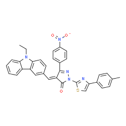 4-[(9-ethyl-9H-carbazol-3-yl)methylene]-2-[4-(4-methylphenyl)-1,3-thiazol-2-yl]-5-(4-nitrophenyl)-2,4-dihydro-3H-pyrazol-3-on结构式