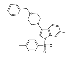 3-(4-benzylpiperazin-1-yl)-6-fluoro-1-(4-methylphenyl)sulfonylindazole结构式
