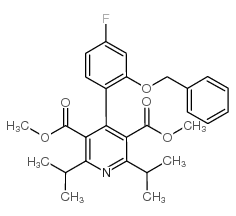 3,5-Pyridinedicarboxylic acid, 4-[4-fluoro-2-(phenylmethoxy)phenyl]-2,6-bis(1-methylethyl)-, 3,5-dimethyl ester Structure