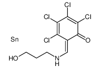 2,3,4,5-tetrachloro-6-[(3-hydroxypropylamino)methylidene]cyclohexa-2,4-dien-1-one,tin Structure