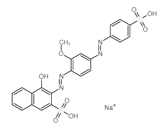 (3Z)-3-[[2-methoxy-4-(4-sulfophenyl)diazenyl-phenyl]hydrazinylidene]-4-oxo-naphthalene-2-sulfonic acid structure