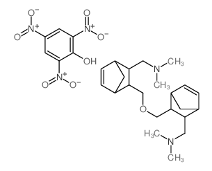 1-[6-[[5-(dimethylaminomethyl)-6-bicyclo[2.2.1]hept-2-enyl]methoxymethyl]-5-bicyclo[2.2.1]hept-2-enyl]-N,N-dimethyl-methanamine; 2,4,6-trinitrophenol structure