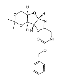 3,5-O-isopropylidene-2'-N-benzyloxycarbonylaminomethyl-α-D-xylofuranoso[1,2-d]-Δ2'-oxazoline结构式