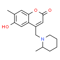 6-hydroxy-7-methyl-4-[(2-methylpiperidin-1-yl)methyl]-2H-chromen-2-one structure