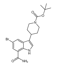 1,1-dimethylethyl-4-[7-(aminocarbonyl)-5-bromo-1H-indol-3-yl]-1-piperidine carboxylate结构式