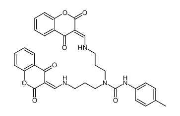 N,N-Bis-<<(2,4-dioxochroman-3-yliden)-methylen>-3-aminopropyl>-N'-(4-tolyl)-harnstoff结构式