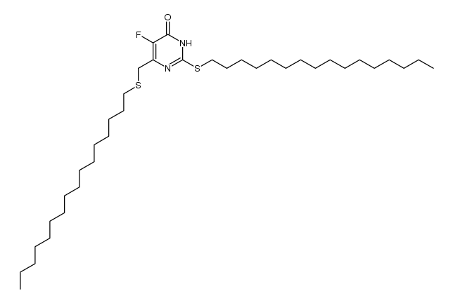 5-fluoro-2-(hexadecylthio)-6-((hexadecylthio)methyl)pyrimidin-4(3H)-one Structure