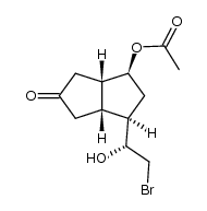 endo-6-acetoxy-endo-8-(1-acetoxy-2-bromoethyl)-cis-bicyclo(3.3.0)octan-3-one Structure