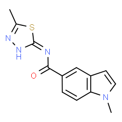 1-methyl-N-[(2E)-5-methyl-1,3,4-thiadiazol-2(3H)-ylidene]-1H-indole-5-carboxamide structure